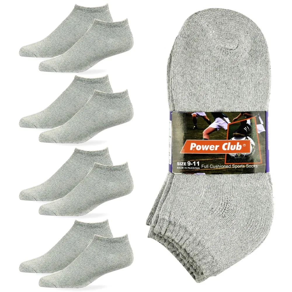 8 Pair Men Cushioned Sport Socks No Show Crew Athletic Basketball Size 9-11 Grey