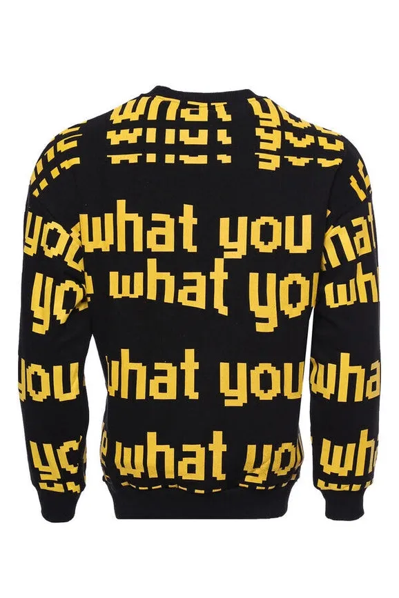 Black Printed Circle Neck Sweatshirt