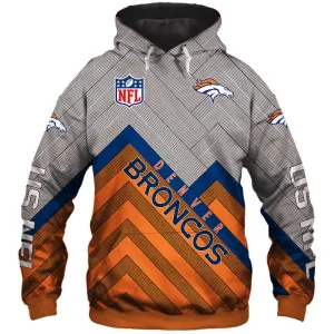 Denver Broncos NFL Rugby Team Sports Printed Pullover Hoodie