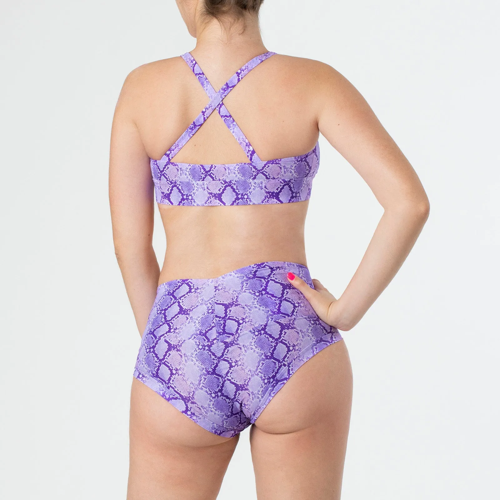 Purple Snakeskin Print Sports Bra Top For Sale | Animal print